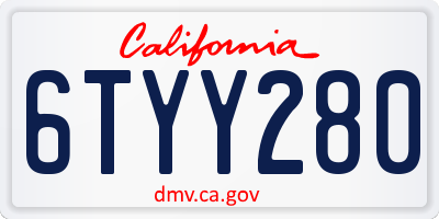 CA license plate 6TYY280