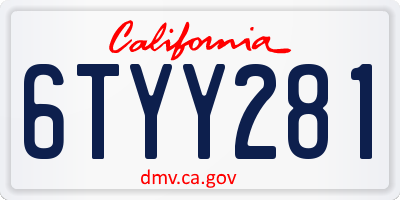 CA license plate 6TYY281