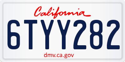 CA license plate 6TYY282