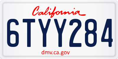 CA license plate 6TYY284