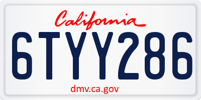 CA license plate 6TYY286