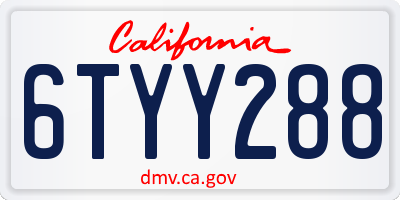 CA license plate 6TYY288