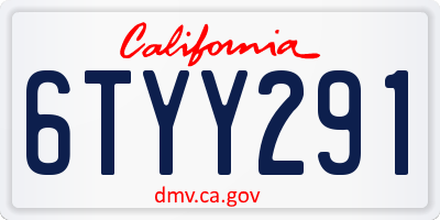 CA license plate 6TYY291