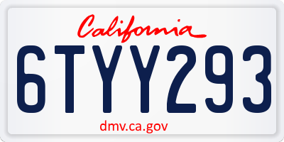 CA license plate 6TYY293