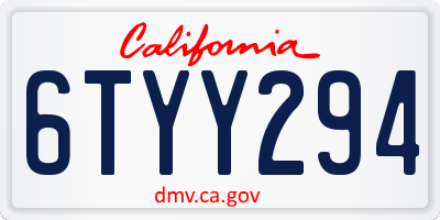 CA license plate 6TYY294