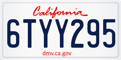 CA license plate 6TYY295
