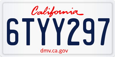 CA license plate 6TYY297