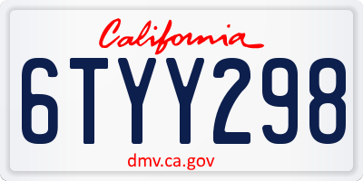 CA license plate 6TYY298