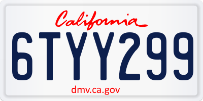 CA license plate 6TYY299