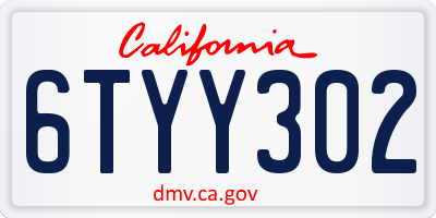 CA license plate 6TYY302