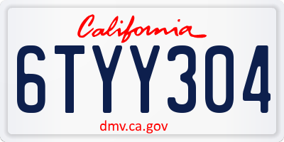 CA license plate 6TYY304