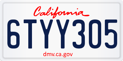 CA license plate 6TYY305