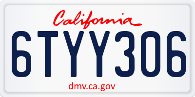 CA license plate 6TYY306