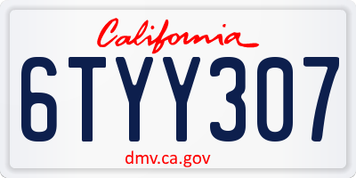CA license plate 6TYY307