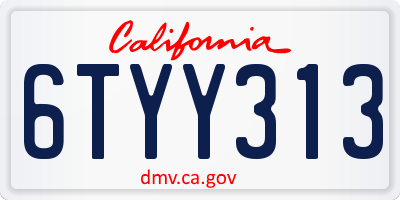 CA license plate 6TYY313