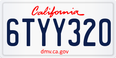 CA license plate 6TYY320