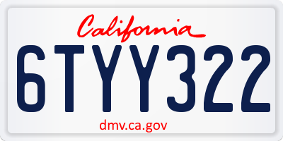 CA license plate 6TYY322