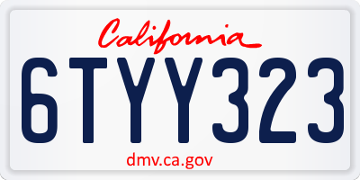 CA license plate 6TYY323