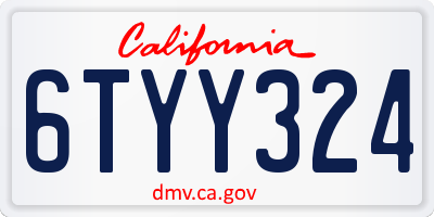 CA license plate 6TYY324