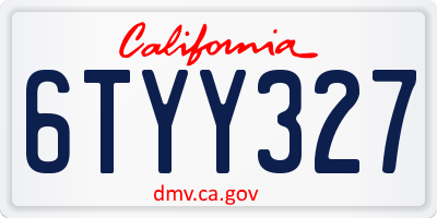 CA license plate 6TYY327