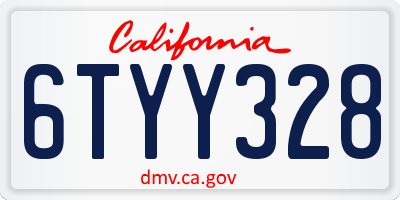 CA license plate 6TYY328
