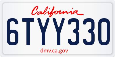 CA license plate 6TYY330