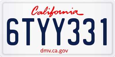 CA license plate 6TYY331