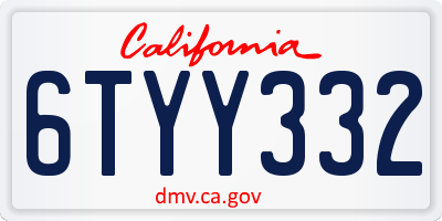 CA license plate 6TYY332