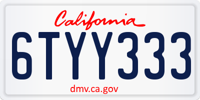 CA license plate 6TYY333