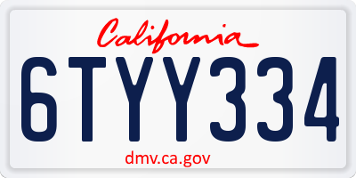 CA license plate 6TYY334
