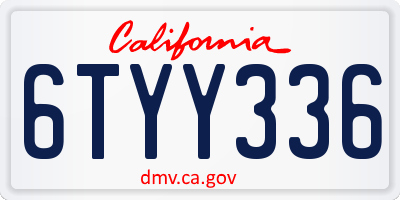 CA license plate 6TYY336