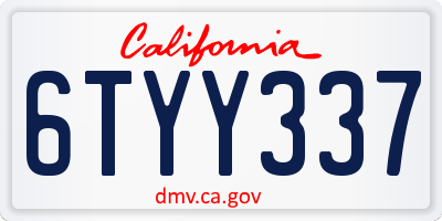 CA license plate 6TYY337