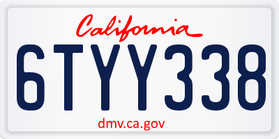CA license plate 6TYY338