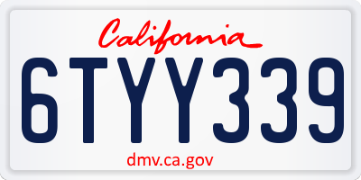 CA license plate 6TYY339