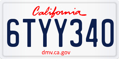 CA license plate 6TYY340