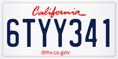 CA license plate 6TYY341