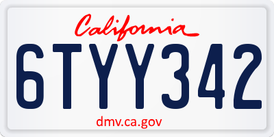 CA license plate 6TYY342