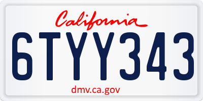 CA license plate 6TYY343