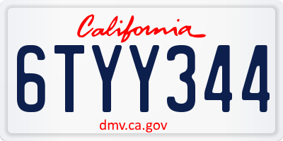 CA license plate 6TYY344