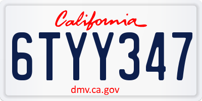 CA license plate 6TYY347