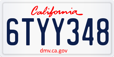 CA license plate 6TYY348