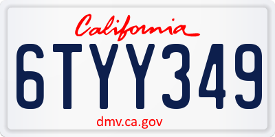 CA license plate 6TYY349