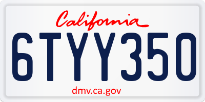 CA license plate 6TYY350