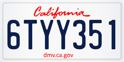 CA license plate 6TYY351