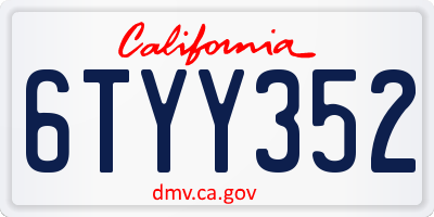CA license plate 6TYY352