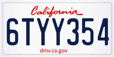 CA license plate 6TYY354
