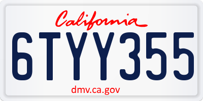 CA license plate 6TYY355