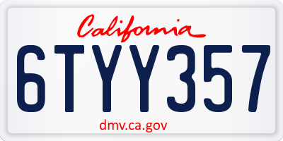 CA license plate 6TYY357