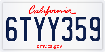 CA license plate 6TYY359