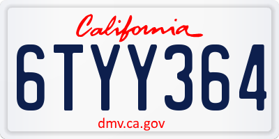 CA license plate 6TYY364